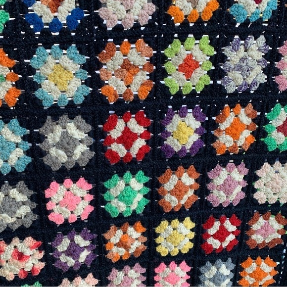 Afghan Crochet Granny Square Blanket Throw Quilt Cabin Vibes - Picture 5 of 12